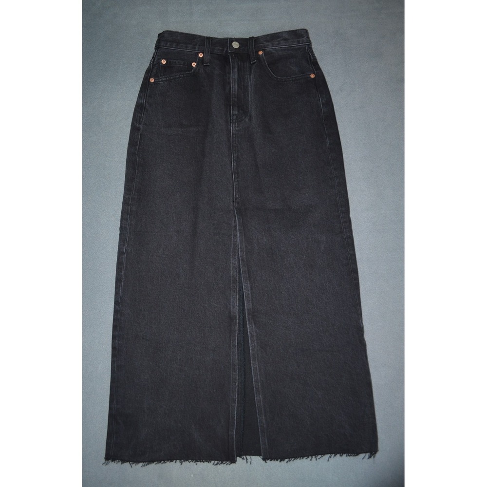 Pistola Alice Midi Skirt Underground Black Denim Front Slit P00031080YY size 26